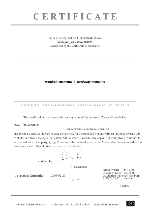 Certificate of 2k0035 Certificate of 2k0035